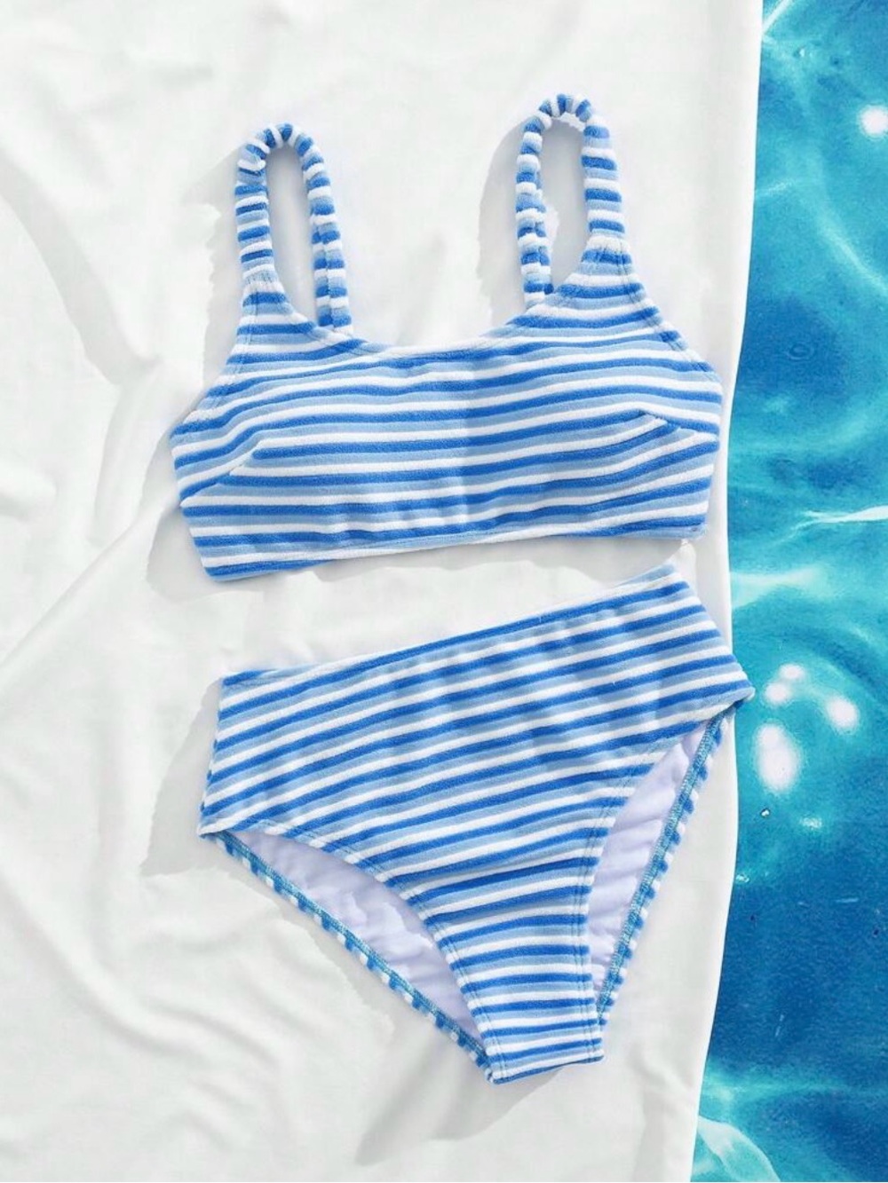Shein women’s two piece blue and white bikini